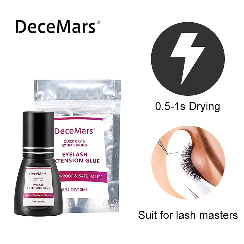 Клей для наращивания ресниц DeceMars 0,5-1 s lightning-сухой 6-7w стойкий не раздражающий запах клеи для клея ресниц