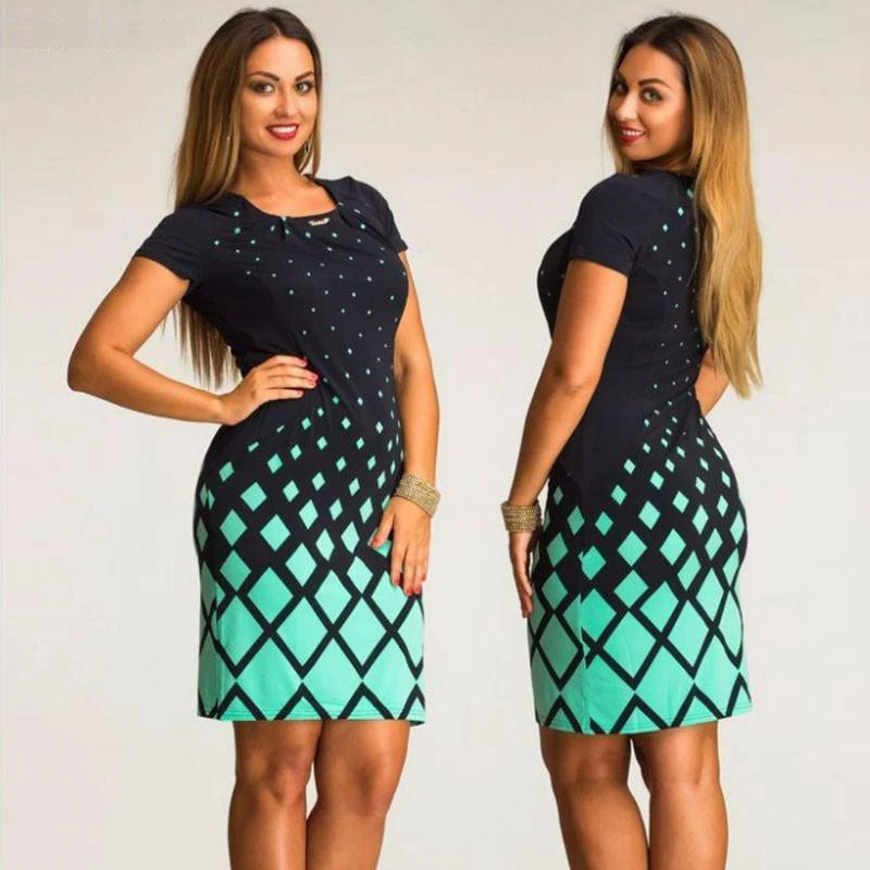 

Women's Plus Size 6xl Elegant Summer Dress Casual Bodycon Evening Dress with Short Sleeves Vestido De Festa