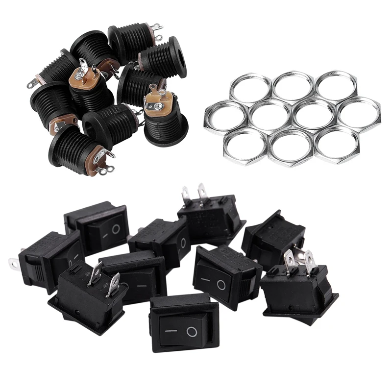 10 шт. Ac 6A/250V 10A/125V 2 пайки кулисный переключатель &amp Панель крепление 2.1X5.5Mm Мощность