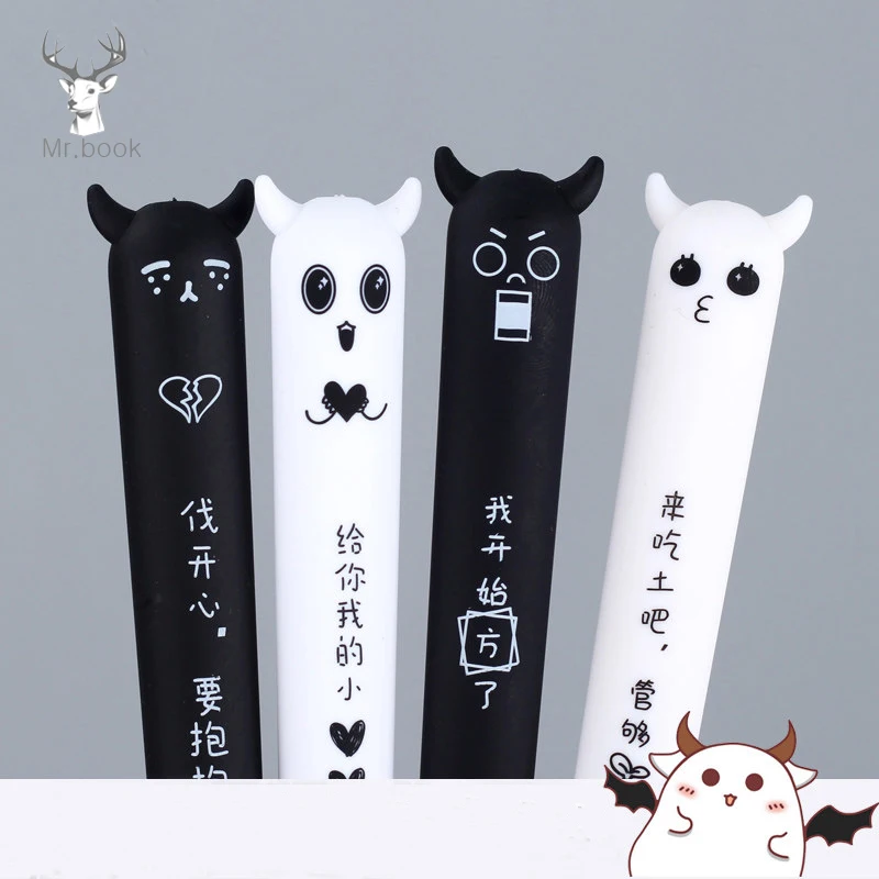 10 шт./лот креативная гелевая ручка с милым дьяволом 0 5 мм черные чернильные ручки