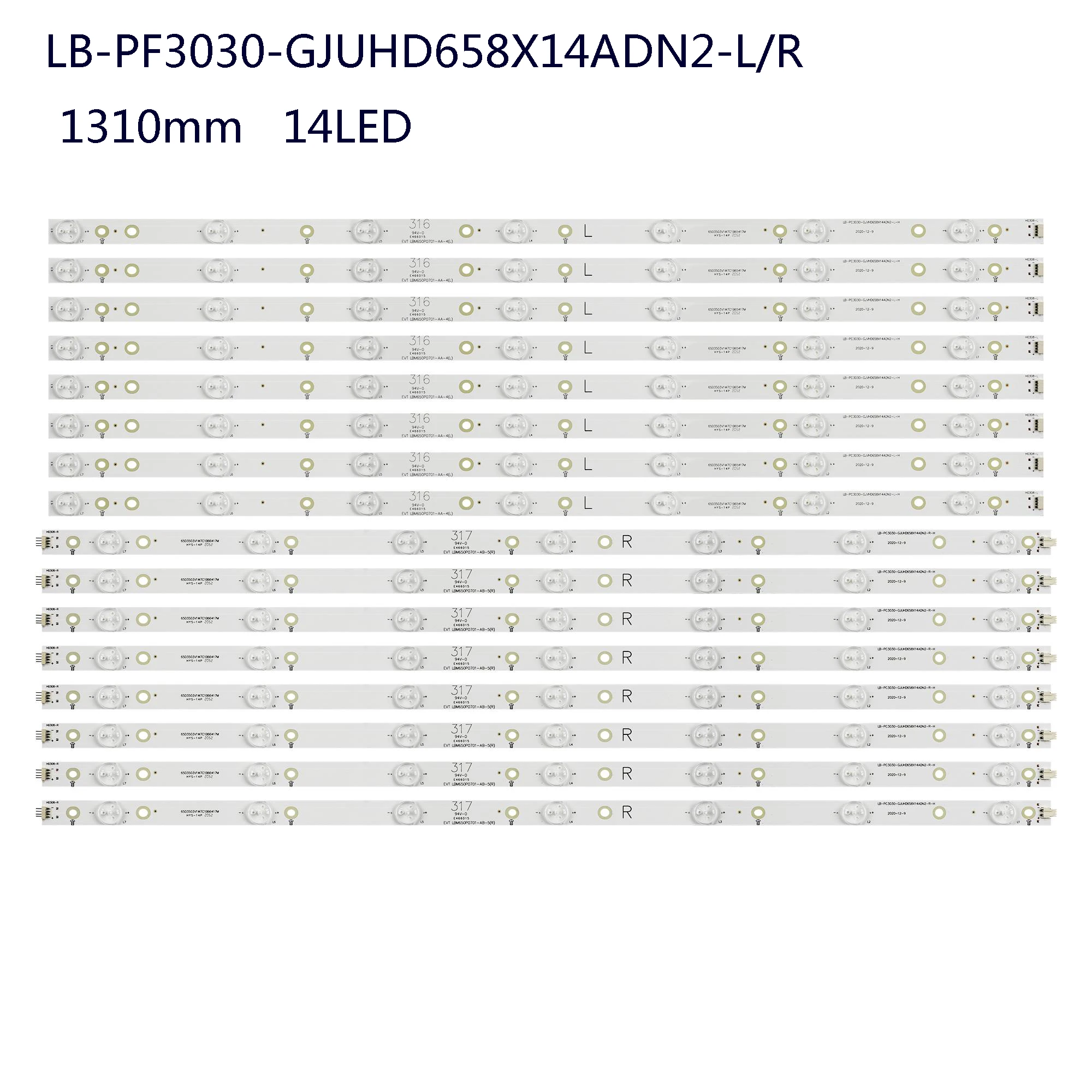 

LED Backlight strip For 65PUS6121 65PUF6656 LD65P19U LB-PC3030-GJUHD658X14ADM2-L/R-H B GJD2P5658X14UHD PF3030-GJUHD658X14ADN2