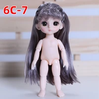 16cm bjd doll 13 joints movable doll cute double tie bang wig doll 3d eyes to send shoes nude dress up girl diy toy fashion gift