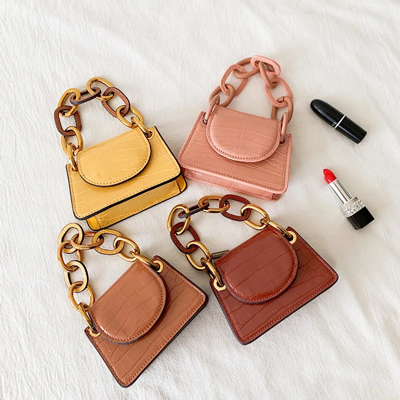 

2020 New Style Small Women's Bag Crocodile Net Red Lipstick Bag Cartoon Change Purse Mini Chain Magnetic Buckle Bag