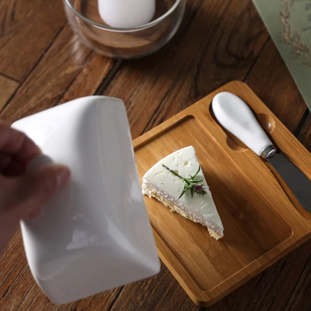 

1 Set Ceramics Butter Plate with Lid Creative Ceramic Dish Household Tableware