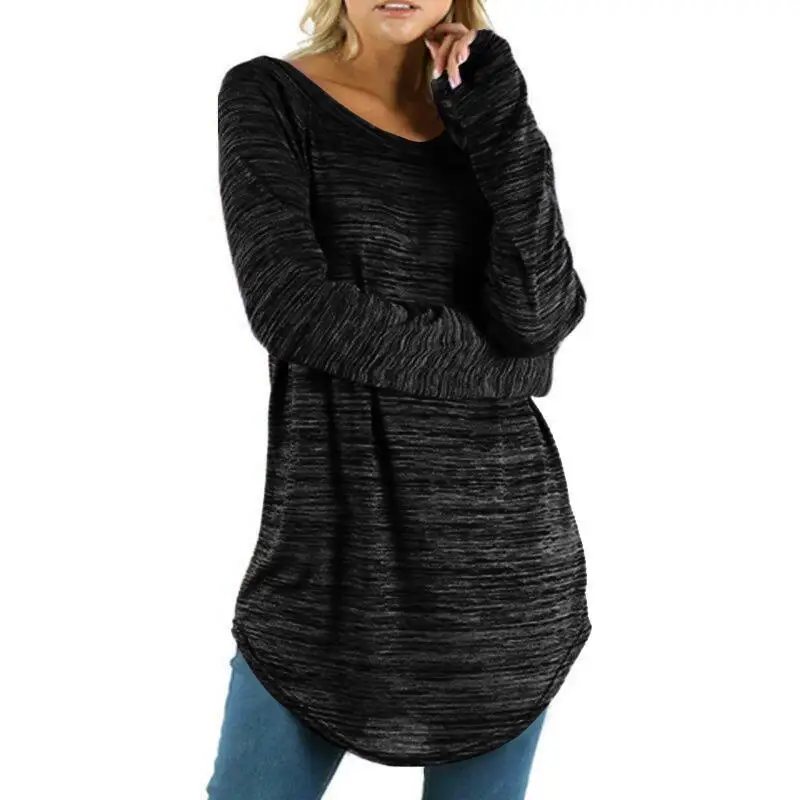 

Plus Size Women T-Shirts Solid Casual Vintage Tops Spring Female Solid O-Neck Long Sleeve Long Slim Woman T-Shirt