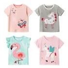 От 1 до 7 лет детская футболка для девочек, топы из 100% чесаного хлопка, брендовая летняя футболка для младенцев, одежда для маленьких девочек, Детская футболка с героями мультфильмов