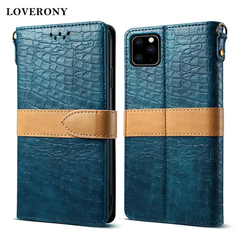 Кожаный флип чехол LOVERONY для iPhone 11 Pro MAX Роскошный кошелек из крокодиловой кожи с