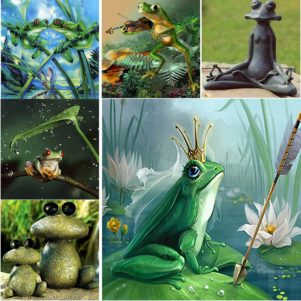 

Full 5D Diy Daimond Painting Cross-stitch "Cute Frog" 3D Diamond Mosaic Round Rhinestones Painting Embroidery