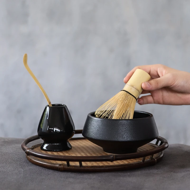 

LUWU traditional ceramic matcha sets with bamboo whisk ceremic matcha bowl whisk holders tea sets