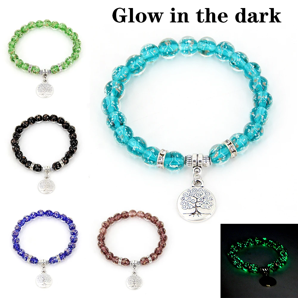 Браслет для женщин подвеска с деревом жизни Спираль светящиеся шарики Древо йоги