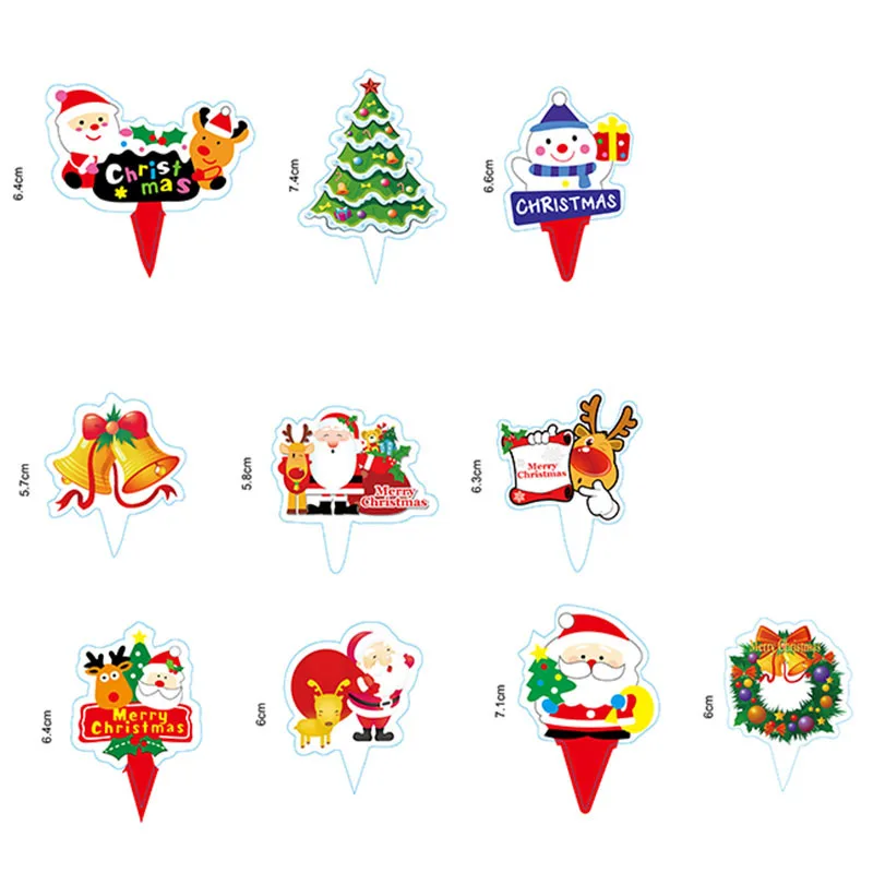 

50Pcs/lot Merry Christmas Cake Topper Christmas Tree Cake Decor Birthday Party Cake Insert Xmas Cakes Dessert Decor New Year