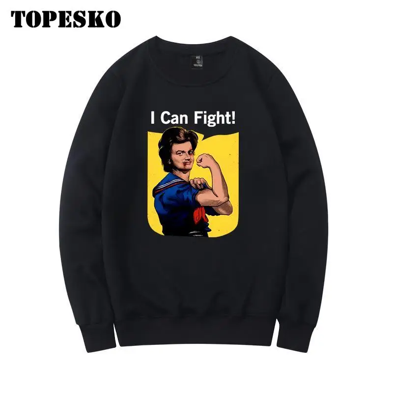 TOPESKO странные вещи Steve толстовки мужские I Can Fight Повседневный объемный пуловер толстовка с длинным рукавом Harajuku XXXL Толстовка