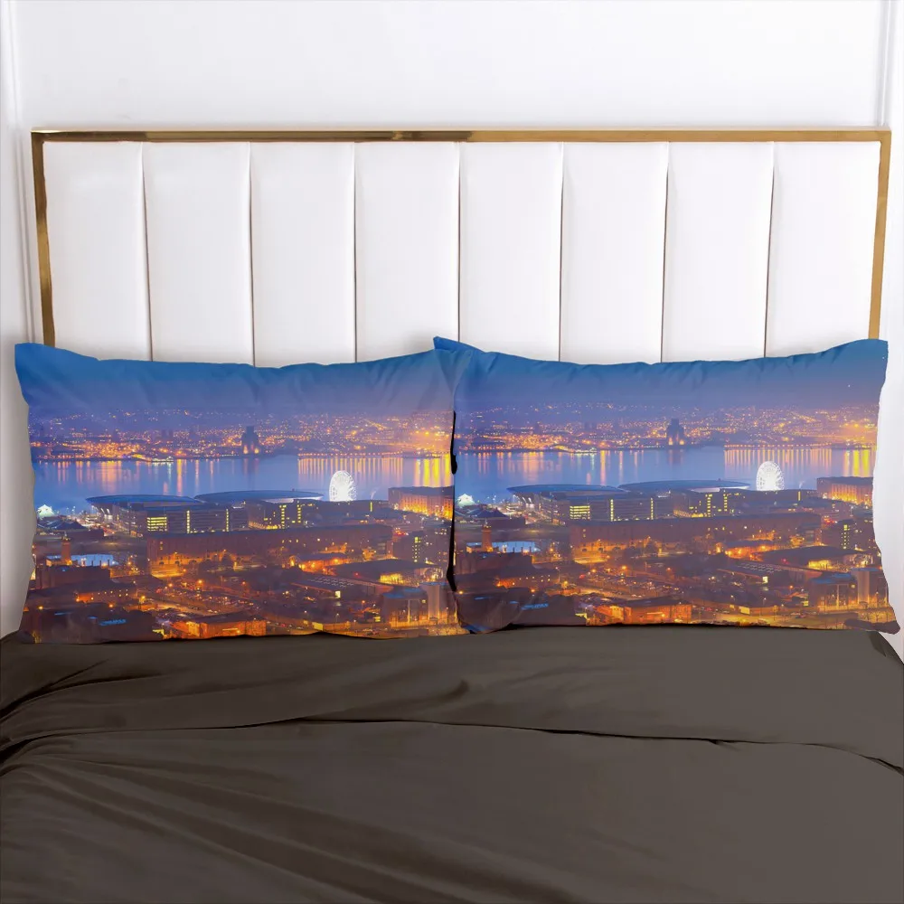 

2PCS Pillowcase 45x45/70x70/80x80/65x65/50x75,3D Pillow Case Custom,Decorative Pillow Cover Bedding City night scene,drop ship