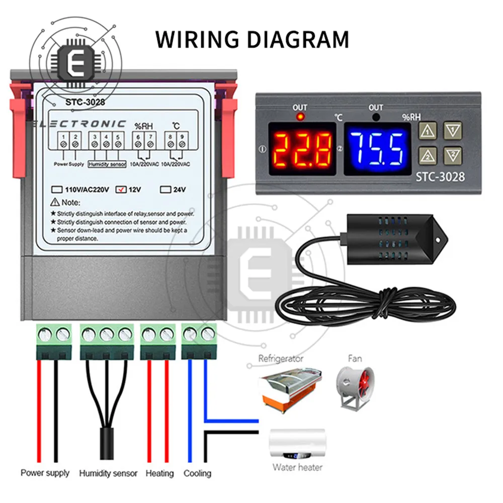 Цифровой термостат гигростата регулятор температуры и влажности с ЖК-дисплеем