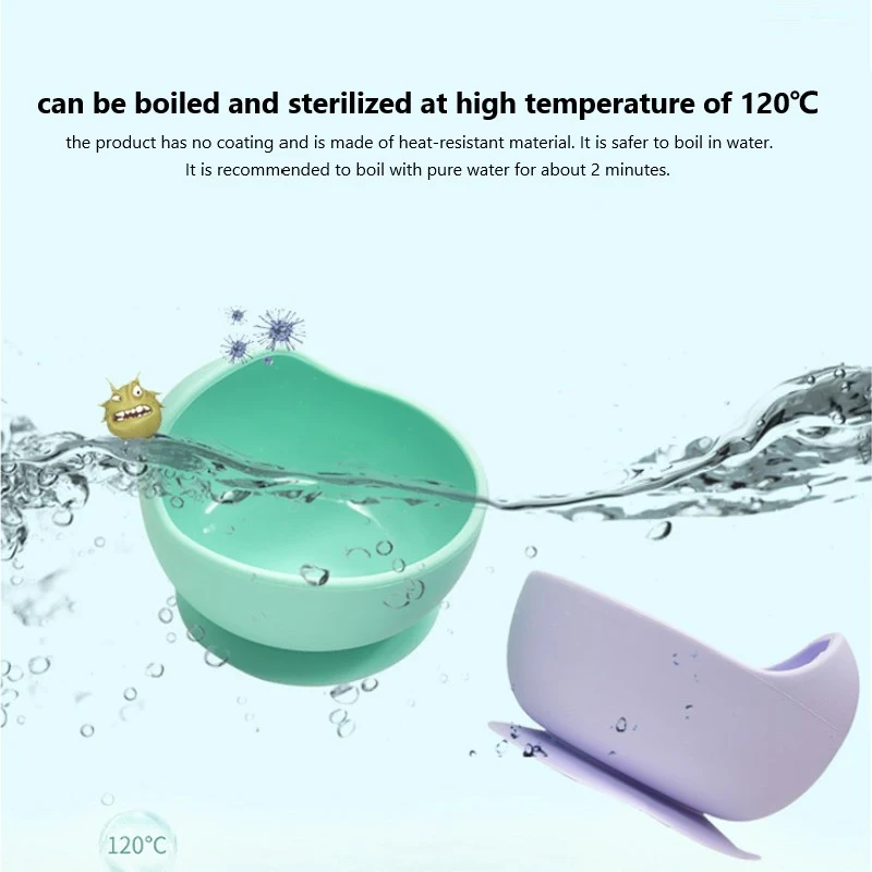 

Silicone Anti-drop Round Suction Cup Bowl Complementary Food Bowl Learning Food Bowl Baby Bowl Baby Feeding Tableware