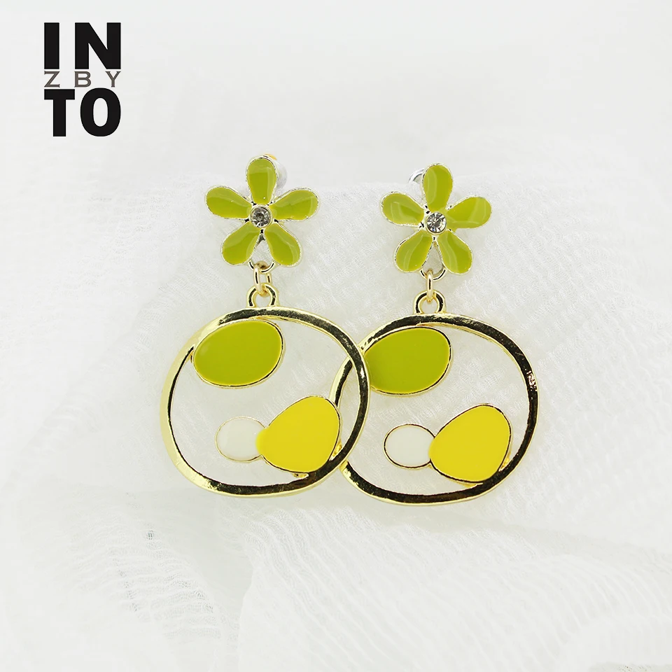 В хрустальные цветочные Висячие серьги модные ювелирные изделия золотого цвета