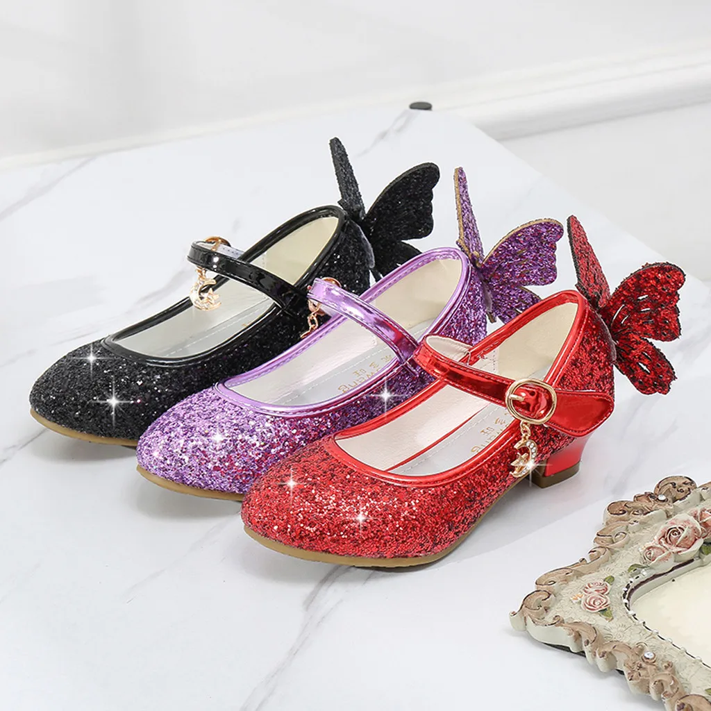 Детская обувь для маленьких девочек с украшением в виде кристаллов и бабочек