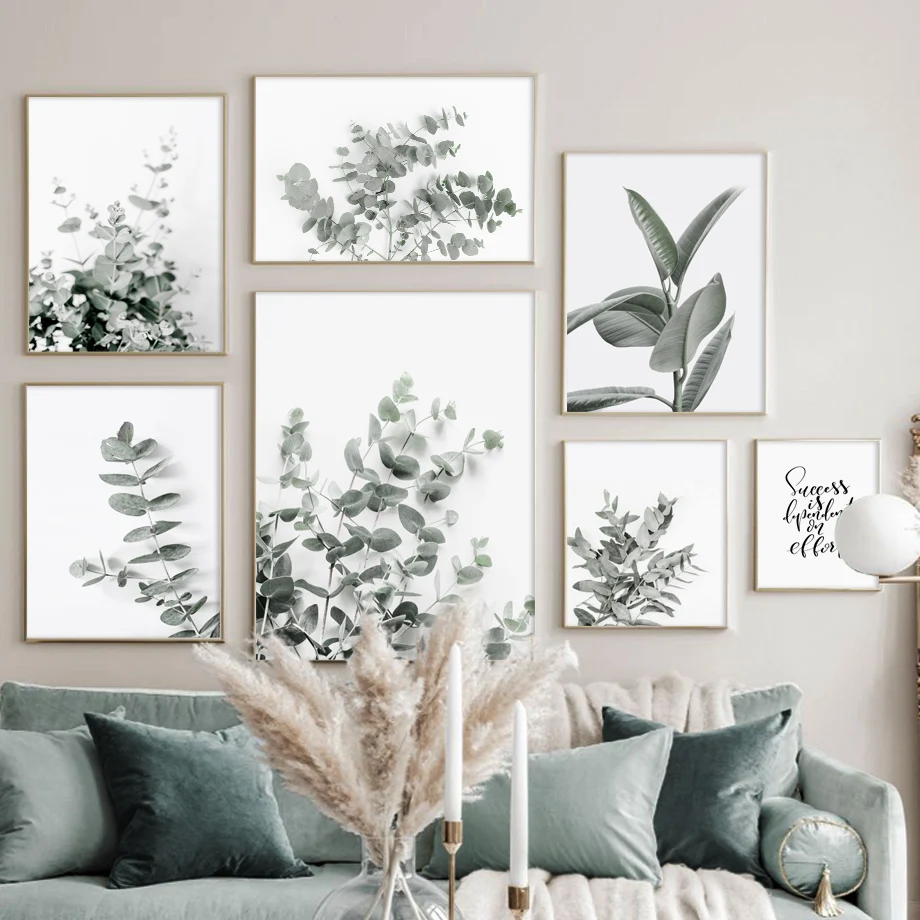 Эвкалипт резиновый зеленые растения листья Картина на холсте скандинавские