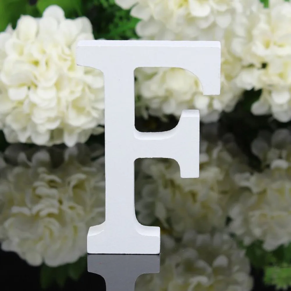 1pc Diy Freestanding Wood Wooden Letters White Alphabet Wedding Birthday Party Home Decorations Personalised Name Design |