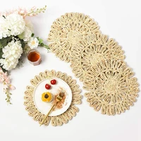 round woven placemat for dining tablenatural braided rattan tablemat hollow wicker plates for holiday kitchen table mat abux