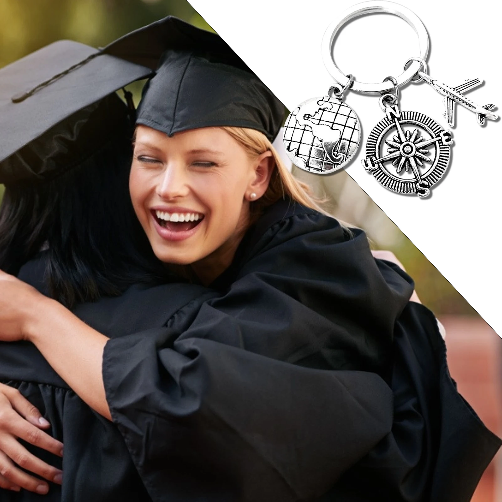Брелок для ключей с компасом самолетом земли подарок на выпускной|Пряжки и