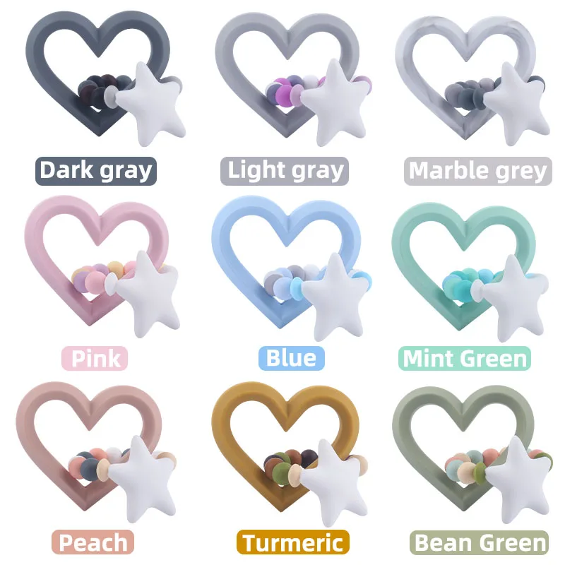 

Новинка 2021, стильные детские мягкие силиконовые бусины в форме сердца, детские игрушки, палочка для шлифовки зубов