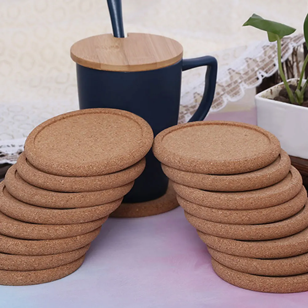 

6PCS Round Cork Coasters Set Coffee Cup Mat Drink Tea Pad Placemats Wine Table Table Cups Holder Mats Decor (No Box)