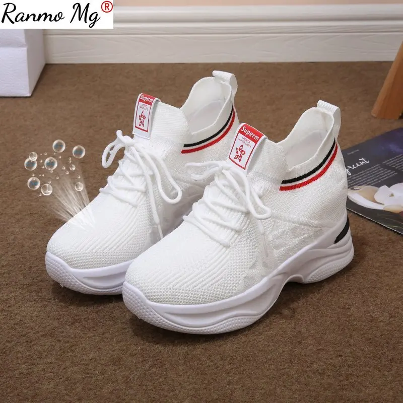 

New Spring Women Vulcanized Shoes Fashion Women Casual Shoes Comfortable Mesh Breathable Lace-up Platform Sneakers for Woman