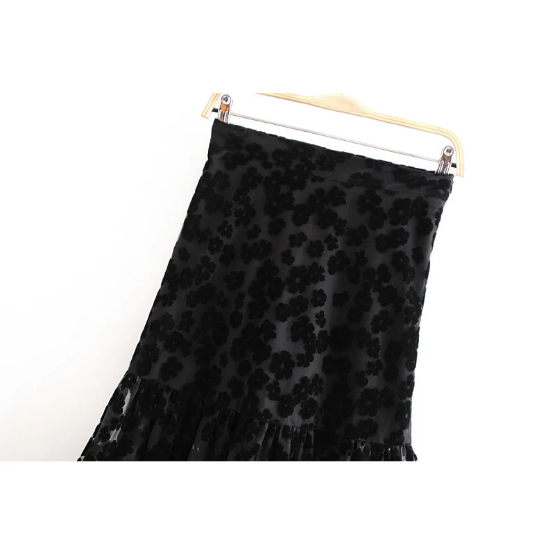 Женская сетчатая юбка za привлекательная кружевная с цветочным рисунком и