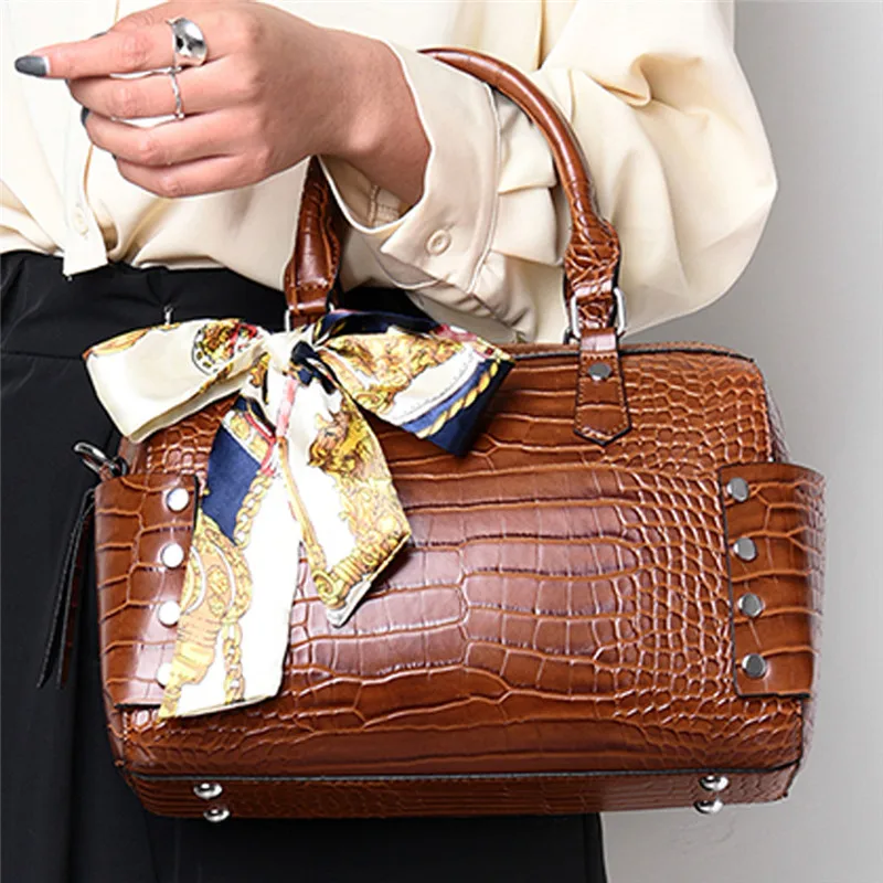 Женская сумка роскошная Высококачественная классическая с крокодиловым узором