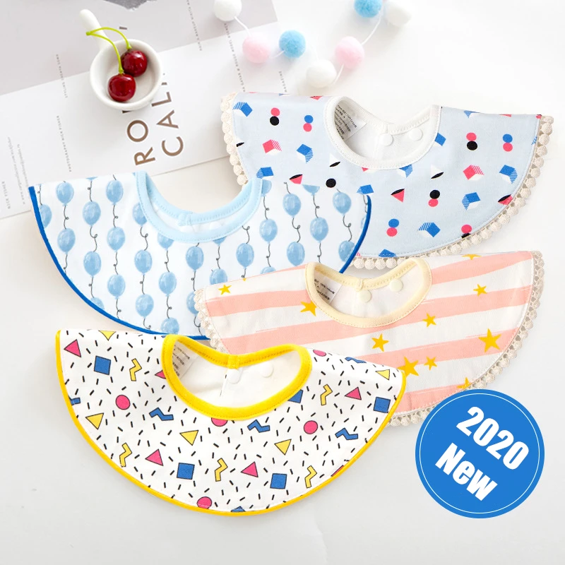 2020 New Arrival Cotton Baby Bibs TPU Waterproof Burp Clothes Double Layer Toddler Feeding Boys Girls Round Smock | Детская одежда и