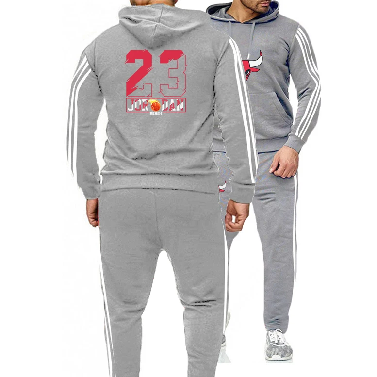

Men American Basketball Jersey Clothes #23 Chicago Bulls European Size Ball Cloth Streetwear Hoodies Two Piece Set Training Suit