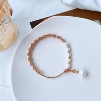 100 natural freshwater pearl 14k gold filled trendy strawberry quartz ladies bracelet bridal wedding ceremony propose jewellery