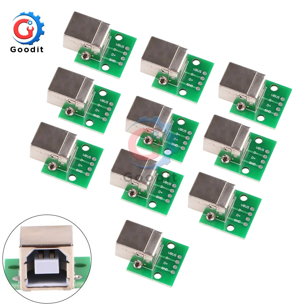 

10pcs Square USB To Dip Adapter Board Female Socket Inline B Type Square Interface Printer Connection Data Cable Adapter