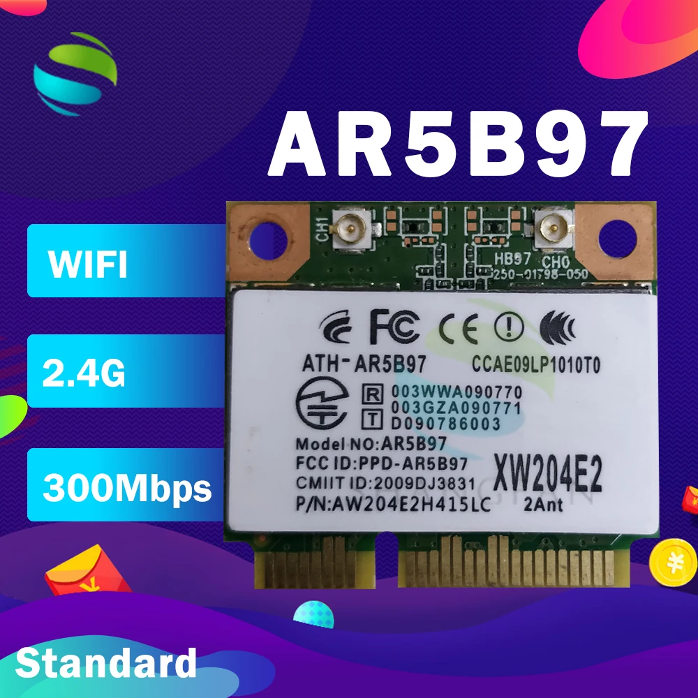 Сетевая карта для Atheros AR9287 AR5B97 802.11b/G/N Half Wifi Pci-e 300 Мбит/с | Компьютеры и офис