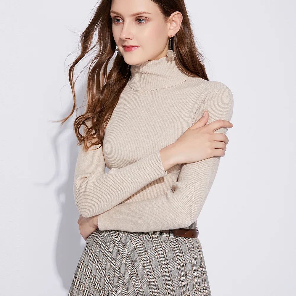 Свитер женский осенне-зимний вязаный с высоким воротом | Женская одежда