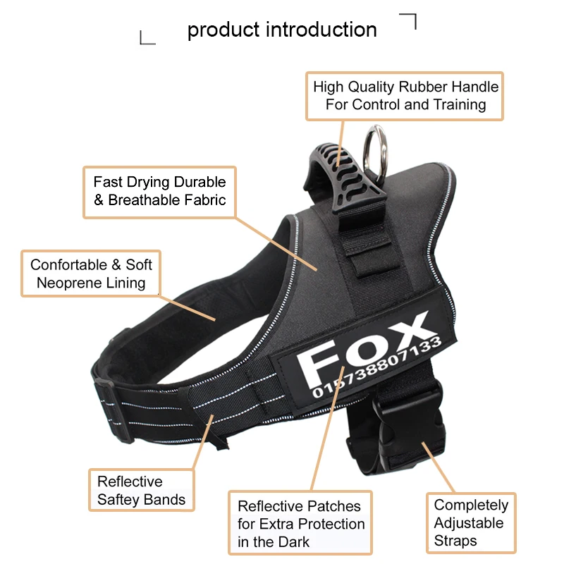 FML домашнее животное упряжь персонализированная собачья для больших собак