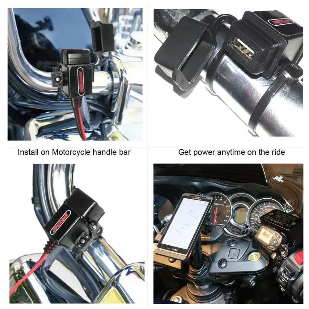Адаптер кабеля зарядки SAE To USB, водонепроницаемый, 12 В, 2,1 А, для мотоцикла, с разъемом питания для GPS, с полностью закрытой резиновой оболочкой.