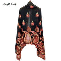 muslim new fashion embroidered diamond cotton scarf outdoor scarf 200x100 african women scarves style hijab bf 241
