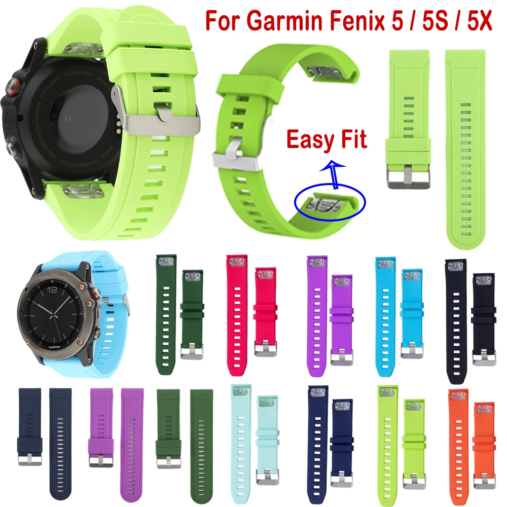 

26MM Colorful Watchband Strap for Garmin Fenix 5X 6X 6 6S 6 5S Plus 3 3HR Watch Quick Release Silicone Easyfit Wrist Band Strap