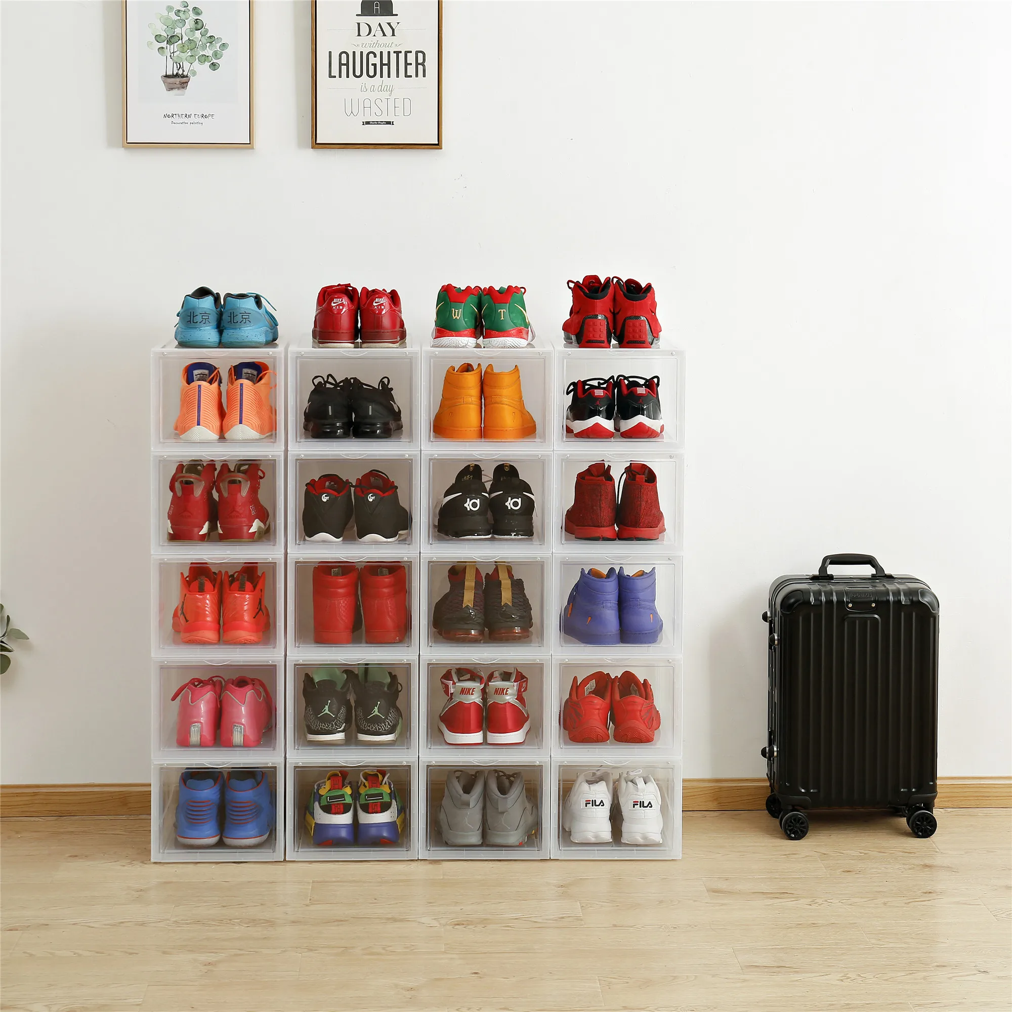 

2 упаковки, складной пластиковый контейнер для обуви