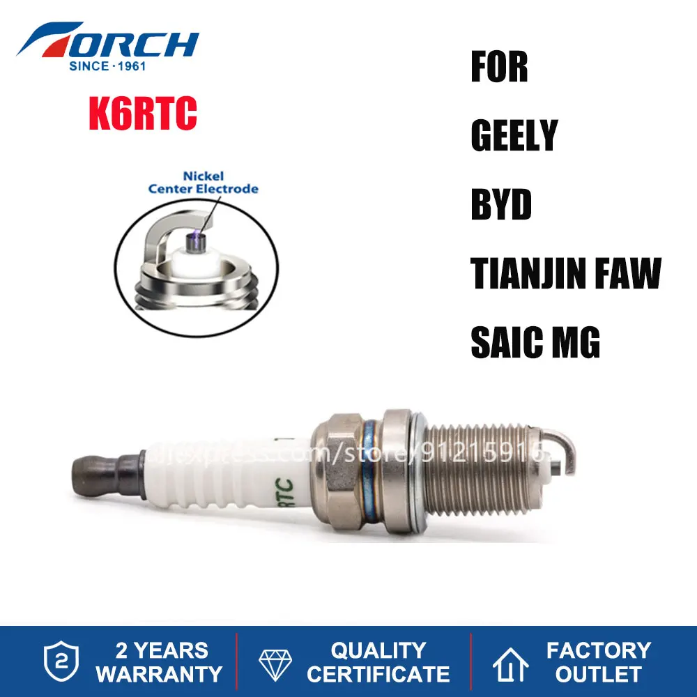 

Original Spark Plugs TORCH K6RTC for Candle BKR5E-11 Denso IK16 for FR2LS Champion C10YCC Fit for GEELY BYD TIANJIN FAW SAIC MG