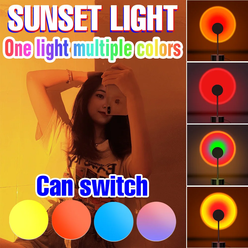 

LED USB Sunset Lamp Projection Light Atmosphere Led Night Light Rainbow Bulb Table Lamp Wall Background 5V Decoration Lighting