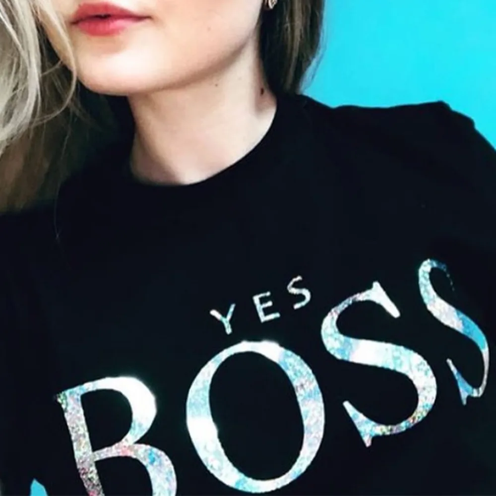 Women Sweatshirt Women Fall Yes Boss Letter Printed Hoodie Sweatshirt Ladies Long Sleeve Pullover Jumper Sudadera Mujer