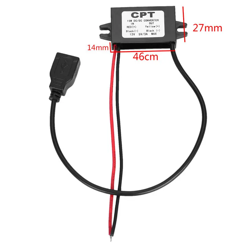 Power Converter Regulator DC 12V to 5V 3A 15W Step Down Waterproof Voltage Convert Transformer Connector Cable Car Charger 1 | Автомобили