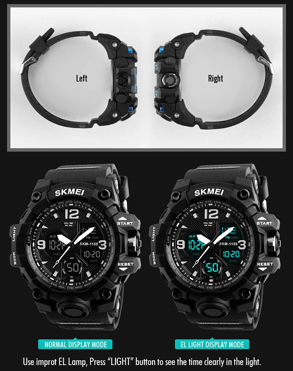 SKMEI 1155B мужские часы s цифровые электронные мужские часы кварцевые модные повседневные спортивные мужские наручные часы водонепроницаемые