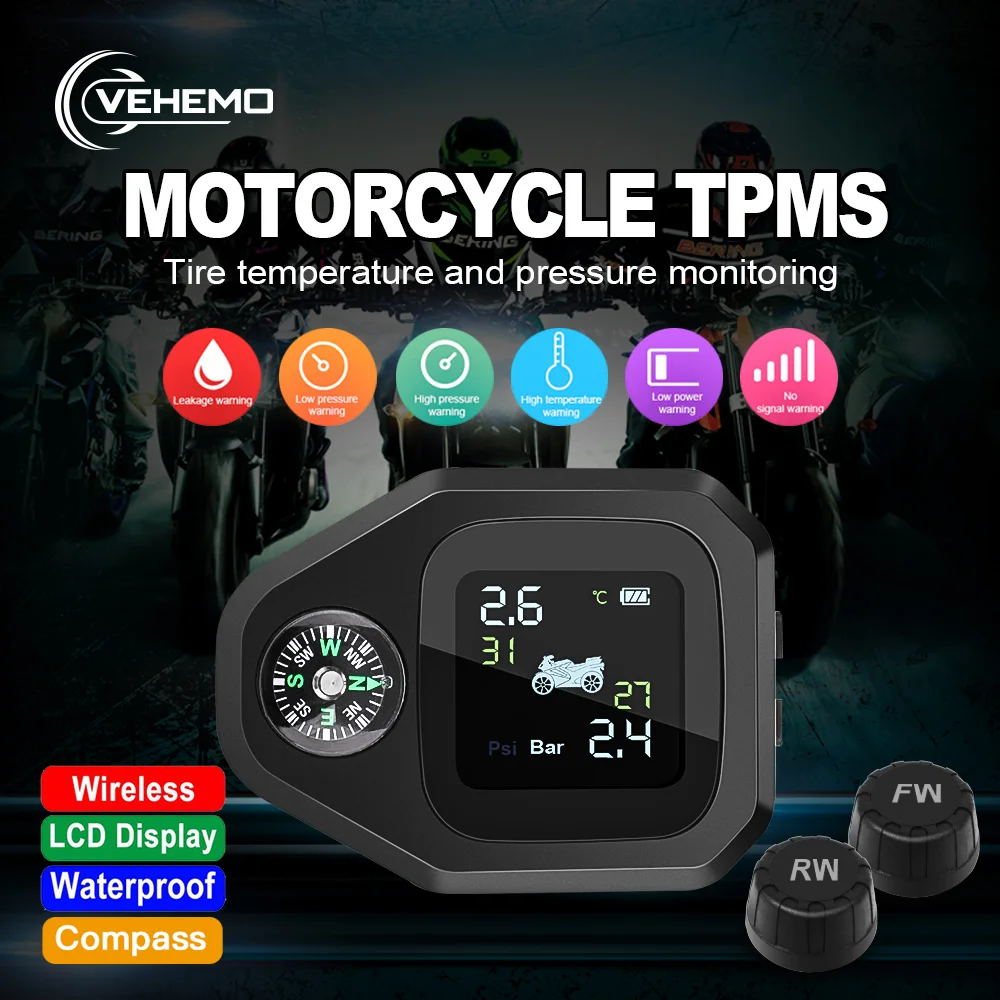 Система контроля давления и температуры в шинах с компасом цветным ЖК