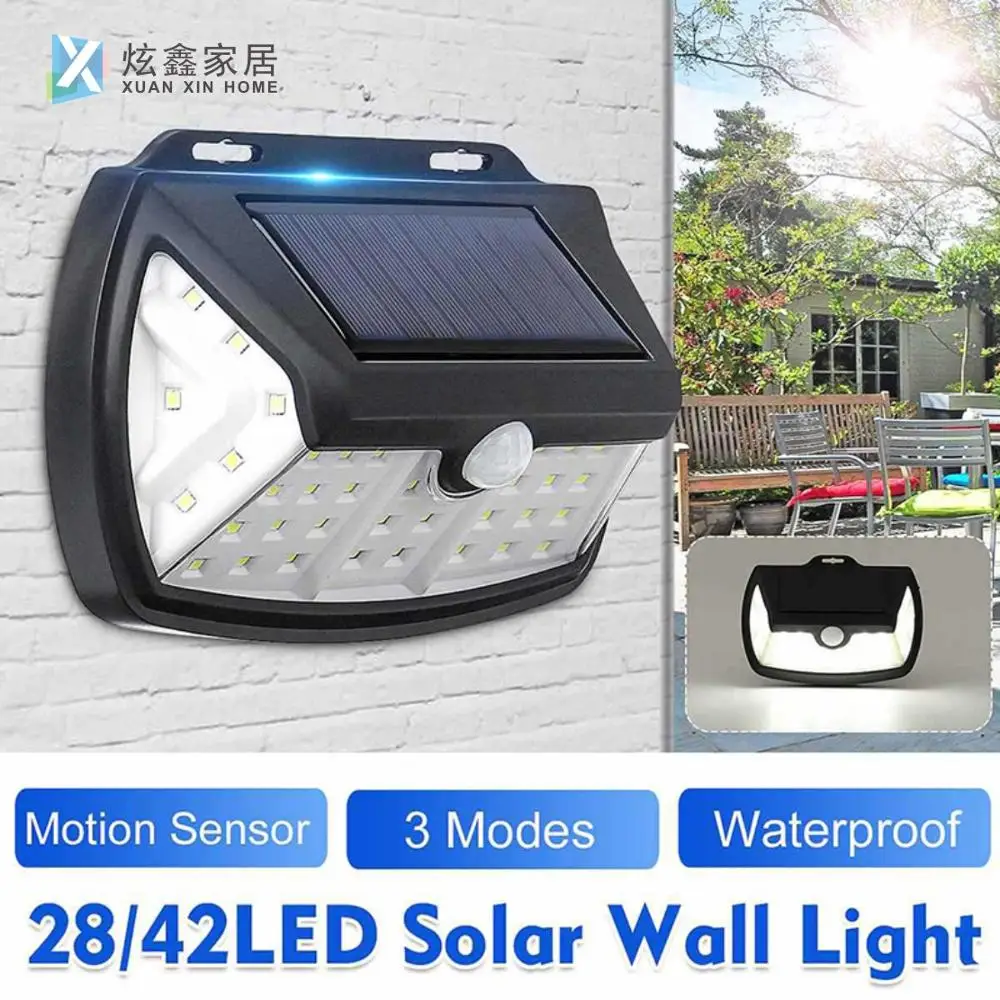 28/42 светодиодный настенный светильник на солнечной батарее 68/90 COB с пятисторонней подсветкой, индукционный светильник для человека, уличный... от AliExpress WW