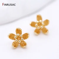 diy making earring charms 14k gold plated copper metal small flower pendant accessory for jewellery making