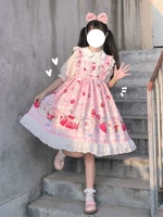 2021 new summer lolita kawaii womens japanese berry tea party jsk dress lolita suspender dress